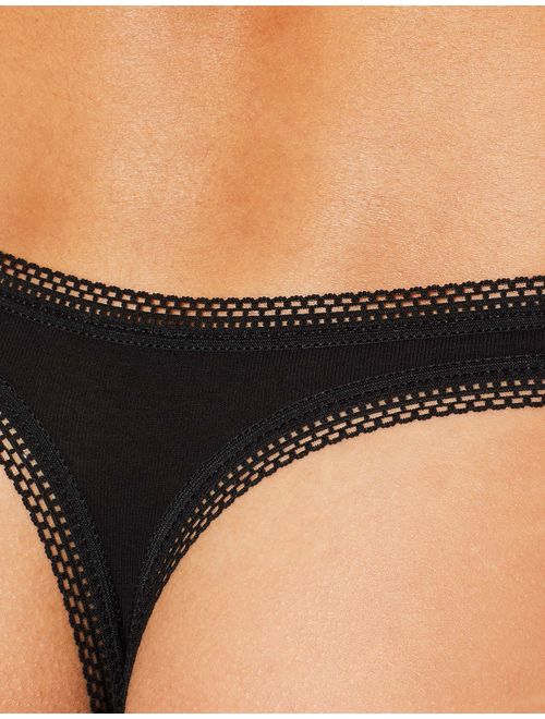 Amazon Brand - Iris & Lilly Women's Cotton Low Rise Thong Panty, 5-Pack