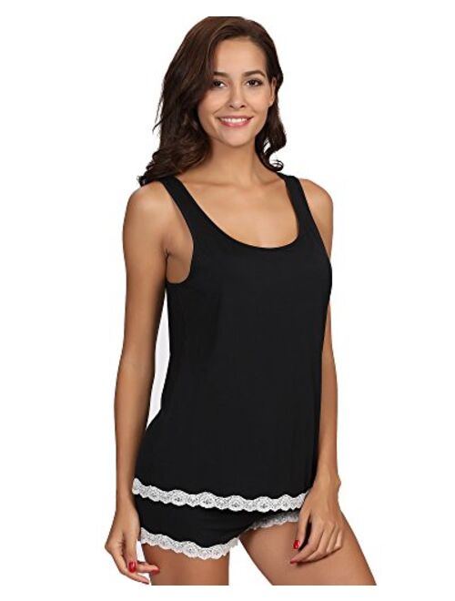 GYS Women's Sleepwear Bamboo Pajama Tank and Shorts Set