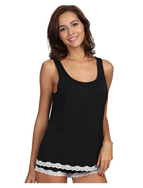 GYS Women's Sleepwear Bamboo Pajama Tank and Shorts Set