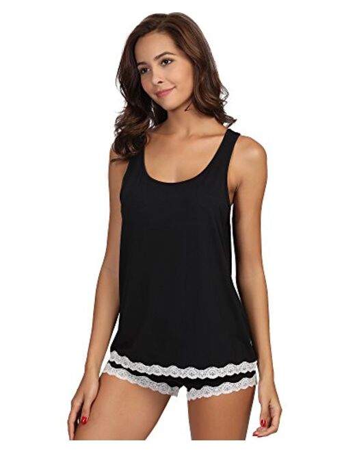 GYS Women's Sleepwear Bamboo Pajama Tank and Shorts Set