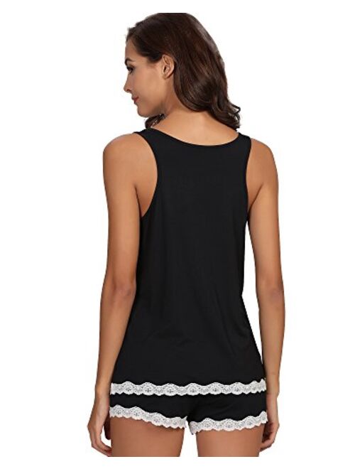 GYS Women's Sleepwear Bamboo Pajama Tank and Shorts Set