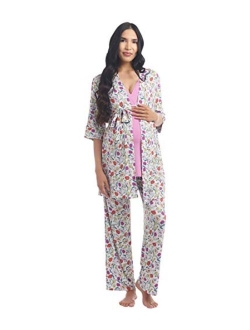5 Piece Maternity and Nursing PJ Pant Set for Mom and Baby