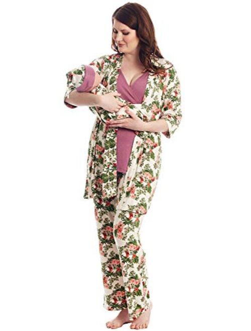 5 Piece Maternity and Nursing PJ Pant Set for Mom and Baby