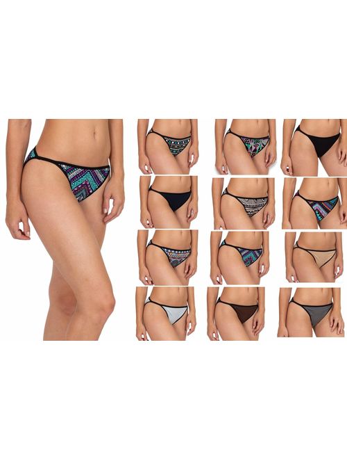 Sexy Basics Womens Buttery Soft String Bikini Briefs -Pack of 12