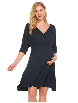 Women's Maternity Dress Nursing Nightgown for Breastfeeding Nightshirt Sleepwear