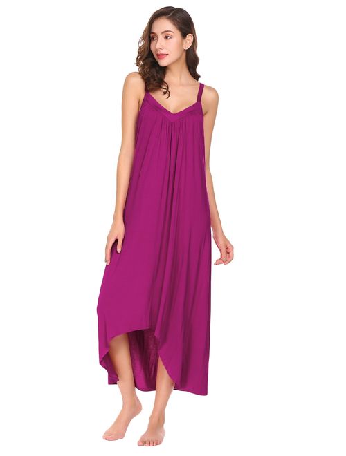 Ekouaer Womens Sleeveless Long Nightgown Summer Slip Night Dress Cotton Sleepshirt Chemise