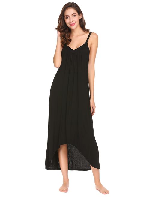 Ekouaer Womens Sleeveless Long Nightgown Summer Slip Night Dress Cotton Sleepshirt Chemise