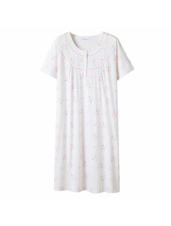 Keyocean Women Nightgowns, Soft Warm 100% Cotton Sleepwear Lounge-wear for Women