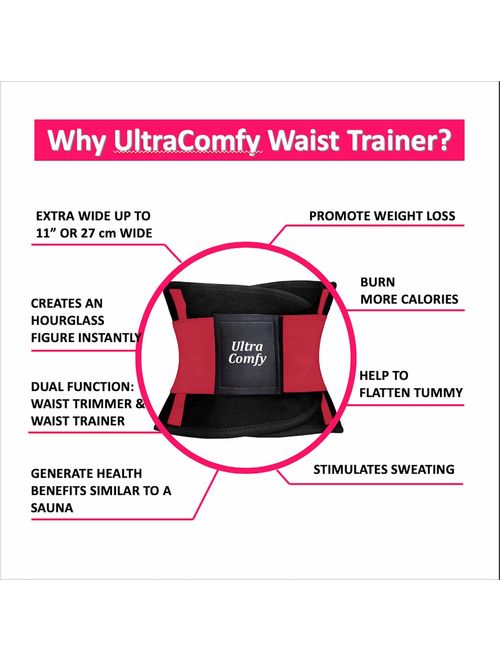 UltraComfy Waist Trainer for Weight Loss Waist Trimmer AB Belt Sweat Belt Burn Calories Boosts Metabolism