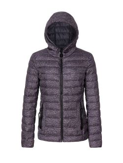 Bellivera Women's Quilted Lightweight Padding Hooded Jacket, Puffer Coat Cotton Filling Water Resistant for Fall and Winter