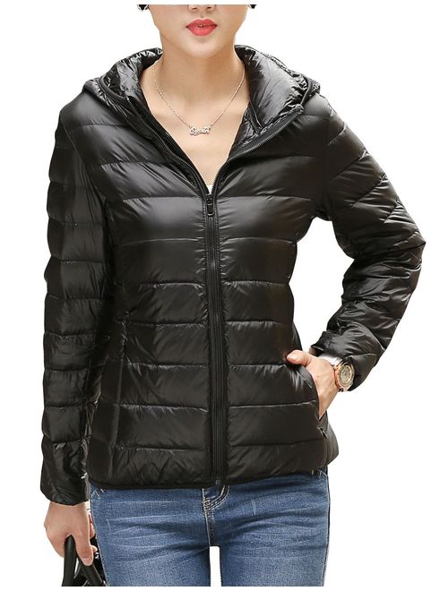 CHERRY CHICK Women's Light Weight Down Jacket with Hood