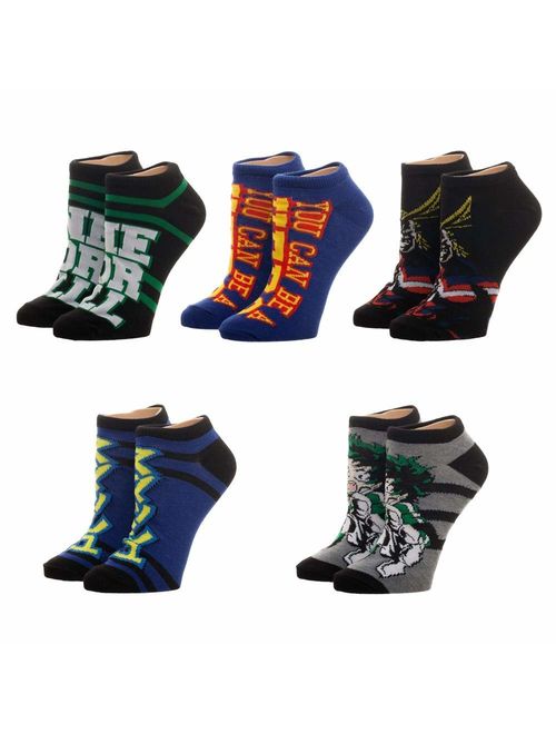 Bioworld My Hero Academia 5 Pack Ankle Socks Standard, Multi, Size One Size