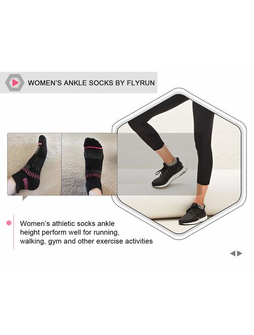 FLYRUN Womens Athletic-Ankle-Socks-Women 6 Pack Performance Cushioned Low-Cut Running Tab Socks