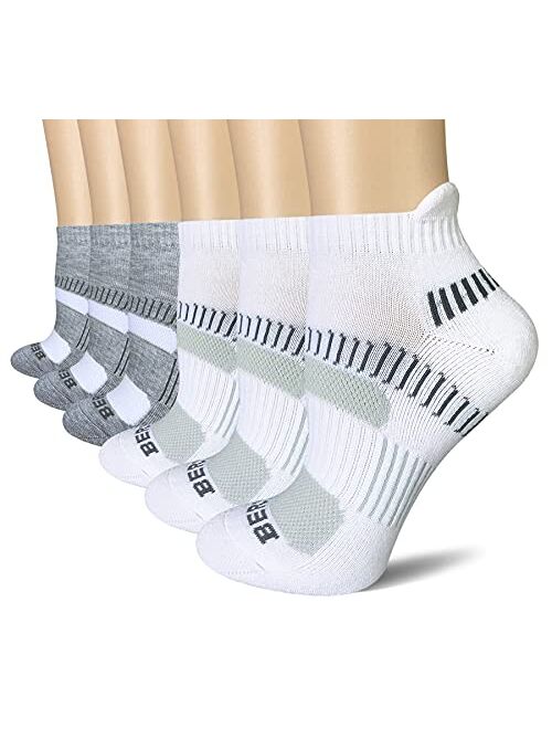 BERING Women's Athletic Cushioned Ankle Running Socks (6 Pairs Pack)