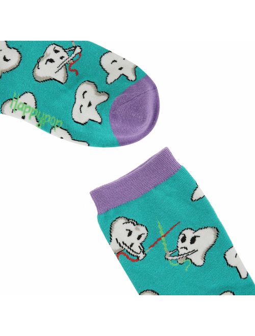 HAPPYPOP Women Girl Dental Teeth Crew Socks Funny Medical Hygienist Dentist Gift