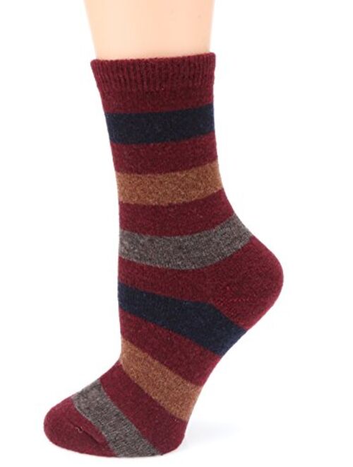 MIRMARU Women's Premium Winter 4 Pairs Wool And Cotton Blend Crew Socks Collection