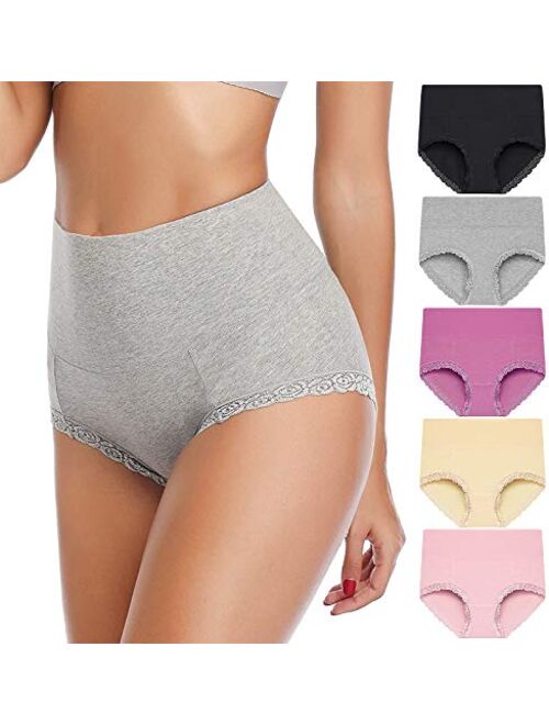 Buy ANNYISON Womens Underwear, Soft Cotton High Waist Breathable Solid  Color Briefs Panties for Women at