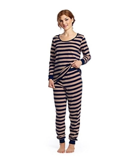 Women's Pajamas Fitted Striped 2 Piece Pjs Set 100% Cotton Sleep Pants Sleepwear (XSmall-XLarge)