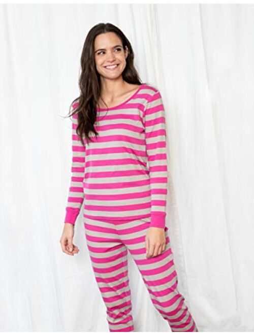 Leveret Women's Pajamas Fitted Striped 2 Piece Pjs Set 100% Cotton Sleep Pants Sleepwear (XSmall-XLarge)