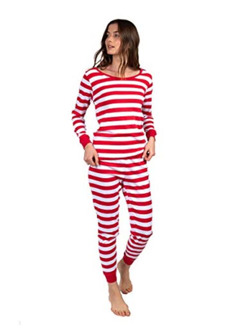 Leveret Women's Pajamas Fitted Striped 2 Piece Pjs Set 100% Cotton Sleep Pants Sleepwear (XSmall-XLarge)