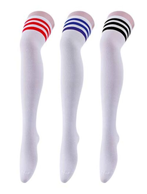 Womens Long Striped Socks over Knee Thigh High Socks Stocking