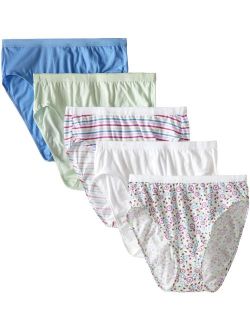 Womens 5 Pack Fit for Me Cotton Hi Cut Brief