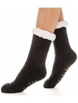 Womens Fuzzy Slipper Socks Warm Knit Heavy Thick Fleece lined Fluffy Christmas Stockings Winter Socks