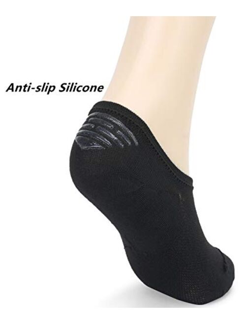 Leotruny Women's 6 Pairs Bamboo Mesh Design Low Cut Non Slip No Show Socks