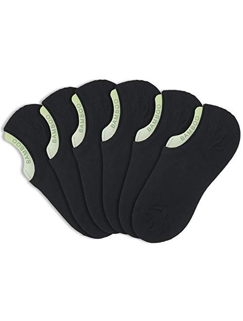 Leotruny Women's 6 Pairs Bamboo Mesh Design Low Cut Non Slip No Show Socks