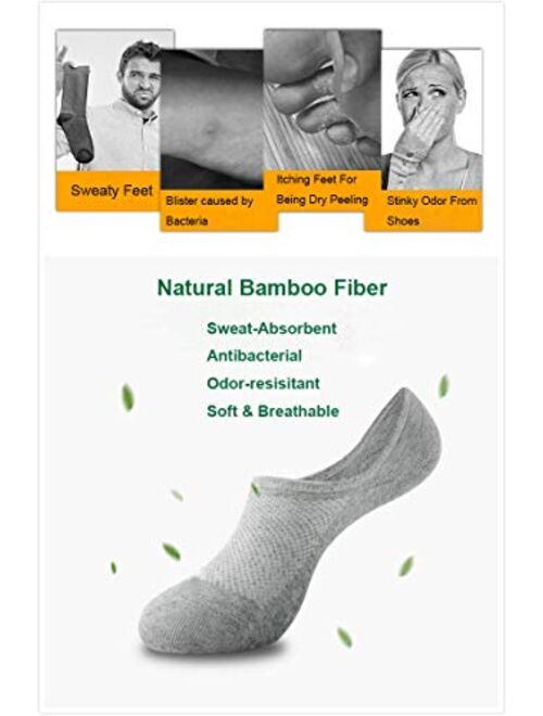Leotruny Women's 6 Pairs Bamboo Mesh Design Low Cut Non Slip No Show Socks