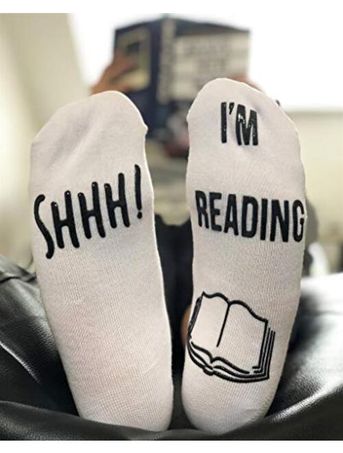 'Shhh I'm Reading' Funny Ankle Socks - Great Gift For Those People Who Love Books!