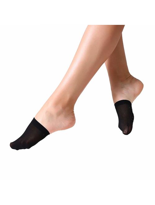 MANZI Women's 6 Pairs Non-Skid Toe Topper No Show Liner Socks