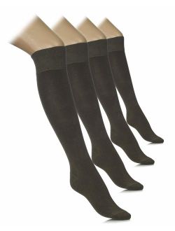 Hugh Ugoli Comfort Seam Lightweight Bamboo Women's Knee High Socks, 4 Pairs, Shoe Size: 5-8/8-11
