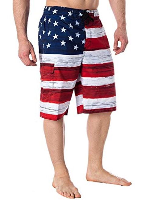 US Apparel Licensed-Mart Men's American Flag Inspired Board Shorts
