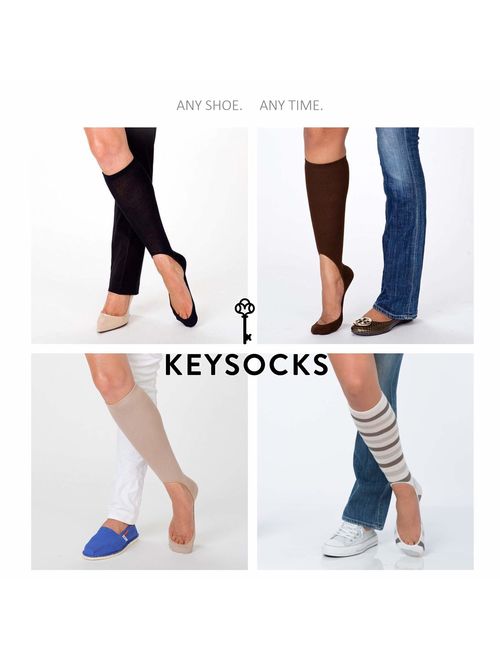 KEYSOCKS Women's ORIGINAL No-Show Knee High Socks Phenomenon in Standard and Plus Size