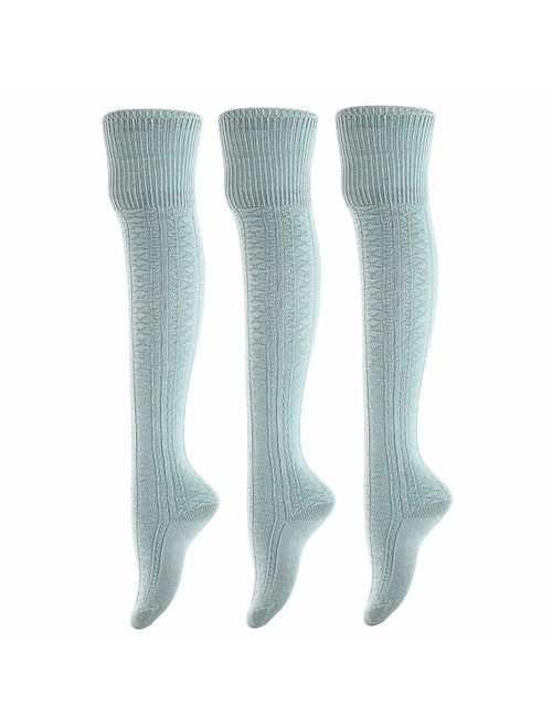 Women's 3 Pairs Thigh High Cotton Socks JM1025 Size 6-9