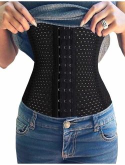 Youloveit Women's Waist Trainer Corset for Weight Loss Steel Boned Tummy Control Body Shaper with Adjustable Hooks