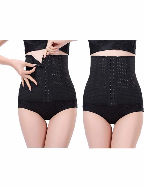Youloveit Women's Waist Trainer Corset for Weight Loss Steel Boned Tummy Control Body Shaper with Adjustable Hooks