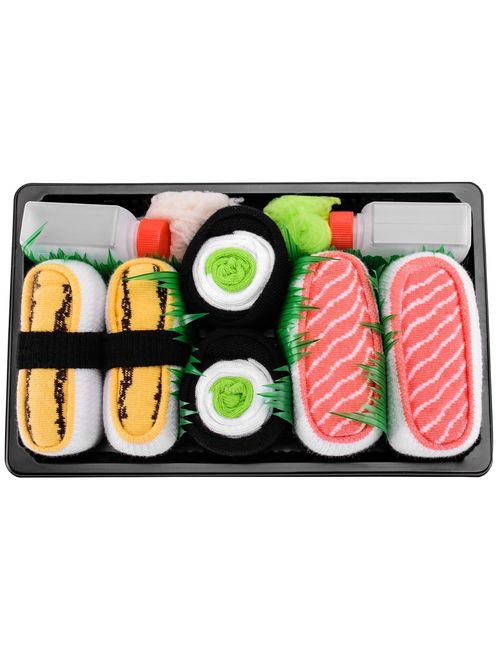 Rainbow Socks - Men's Women's - Sushi Socks Box Tamago Cucumber Salmon - 3 Pairs
