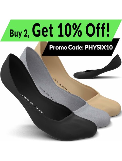 Physix Gear Sport No Show Socks with No Slip Liner Grip for Men & Women - Sweat Resistant for Sneakers Flats Boat Shoes Loafers & Casual - Invisible Low Cut