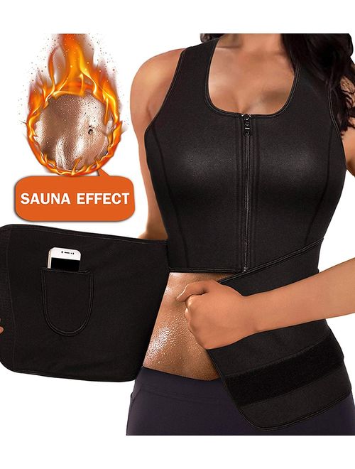 SlimmKISS Neoprene Sweat Vest for Women, Slimming Body Shaper with Adjustable Waist Trimmer Belt, Weight Loss