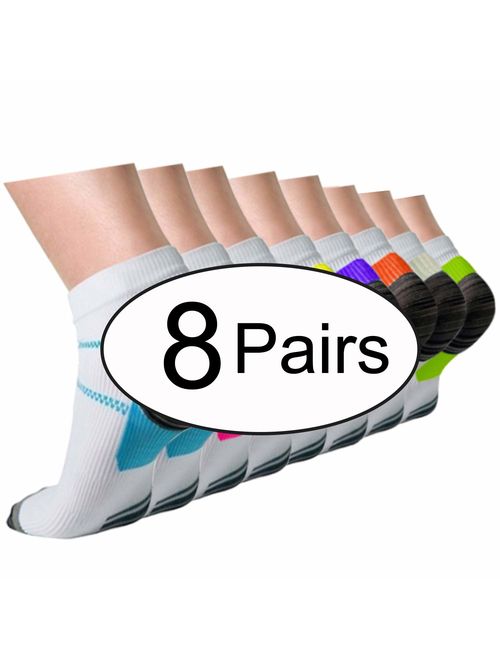 3/5/8 Pairs Copper Compression Ankle Socks Women & Men Sport Plantar Fasciitis Arch Support - Best For Athletic &Travel