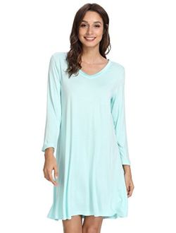 Long Sleeve Nightgowns for Women Sleep Shirt S-4XL