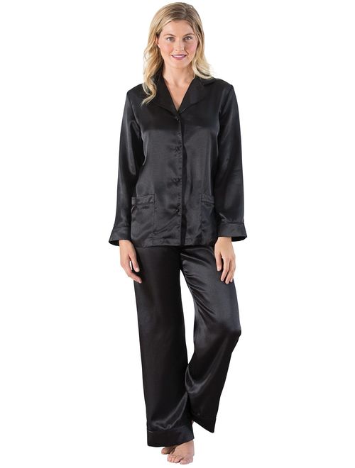 Addison Meadow Womens Satin Pajamas - Pajama Set for Women with Button Front