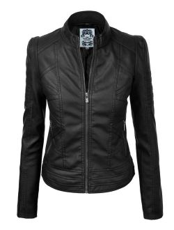 Come Together California CTC Womens Dressy Vegan Leather Biker Jacket