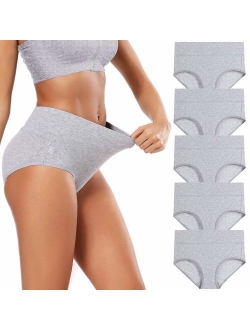 Women's Cotton Underwear Briefs Soft Breathable High Waisted Full Coverage Ladies Panties