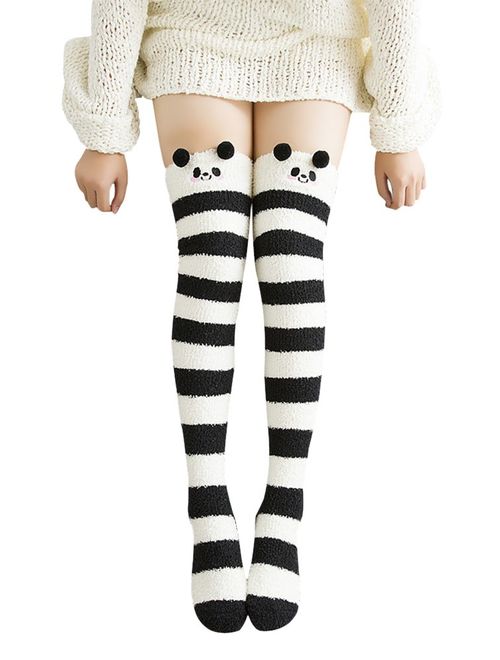 Urban CoCo Women's Cartoon Fuzzy Socks Winter Warm Over Knee High Socks