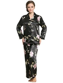 Lavenderi Women's Long Sleeve Premium Satin Pajama Set