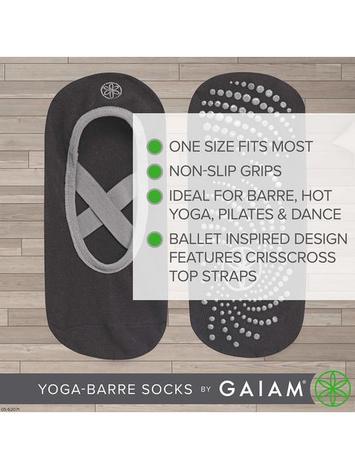 Gaiam Yoga Barre Socks | Non Slip Sticky Toe Grip Accessories for Women & Men | Pure Barre, Hot Yoga, Pilates, Ballet, Dance, Home for Balance & Stability | Available in 