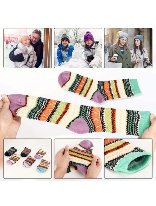 Vimpro Wool Socks Women, 6 Pairs Warm Socks Vintage Style Women Winter Warm Wool Socks Womens Casual Socks, US Size 5-9, Mixed Color